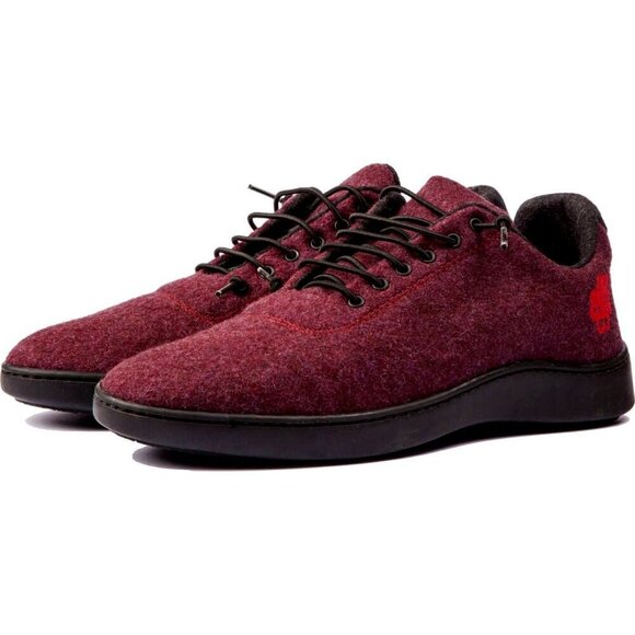 Baabuk Urban Wooler Bordeaux Red Shoe Wool Black & Burgundy Lace Slip On EU 38 - Picture 1 of 11
